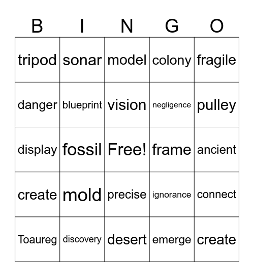 Language Live 1 - Unit 2 Bingo Card