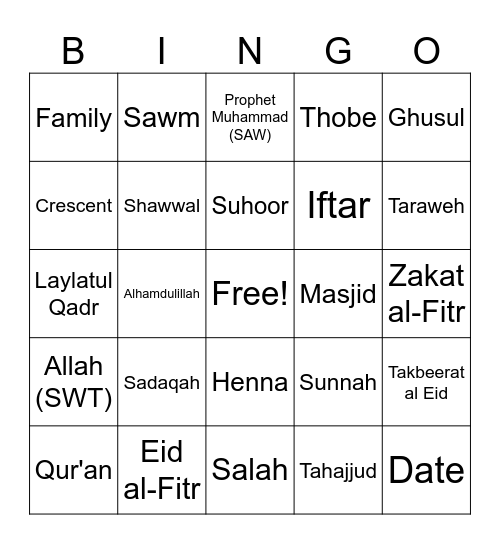 Eid Mubarak! Bingo Card