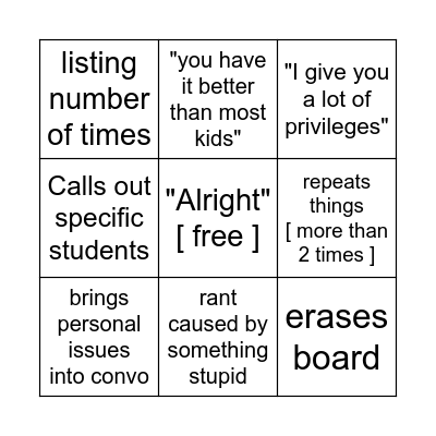 science class Bingo Card