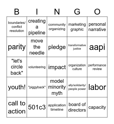 AAOP Bingo Card