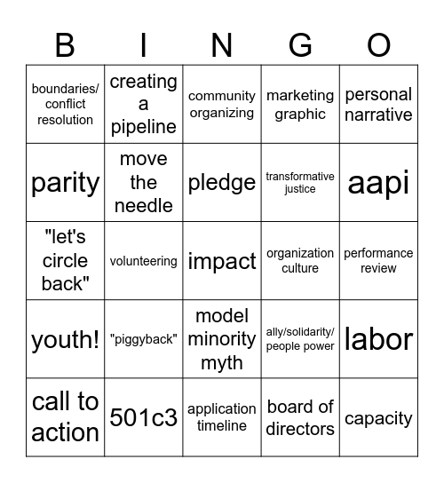 AAOP Bingo Card