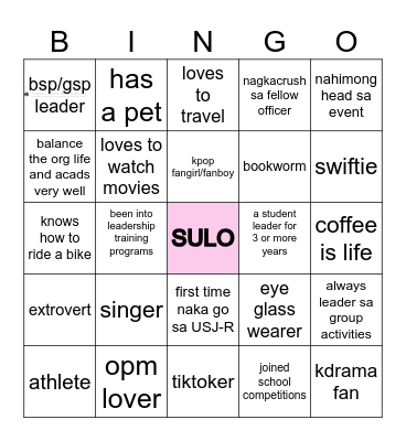 SULO Bingo Cards Bingo Card