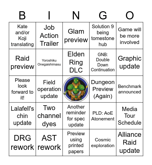 TonBINGO Brigade Bingo Card