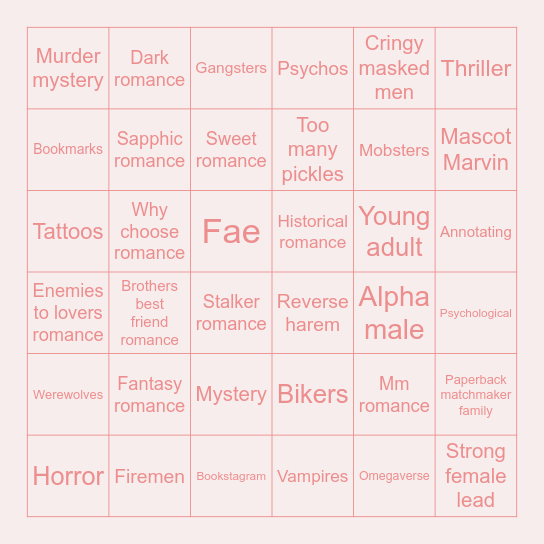 Paperback Matchmaker Bingo Card