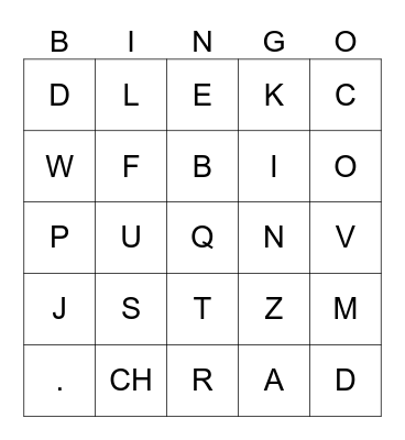 alphabet Bingo Card