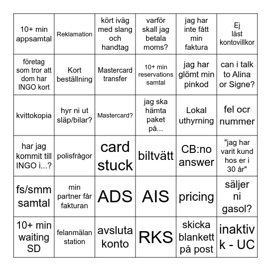 INGO BINGO Card