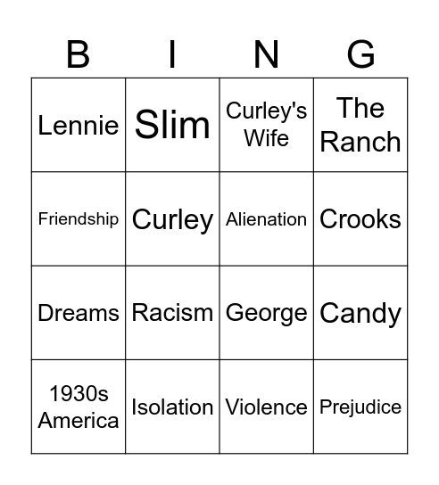 OMAM Bingo Card