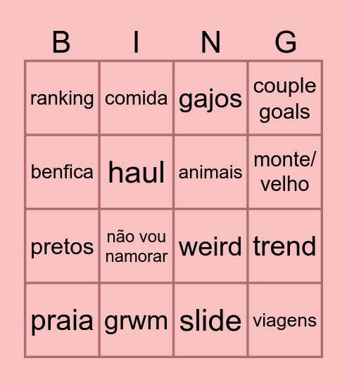 tiktok bingo Card