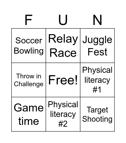 FUNDY Soccer Bingo Card