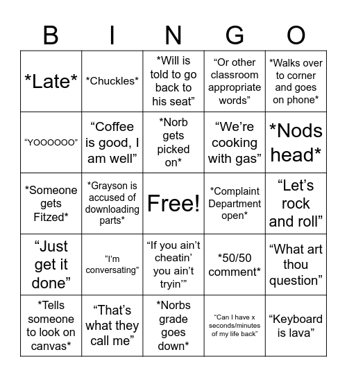 FITZ BINGO Card