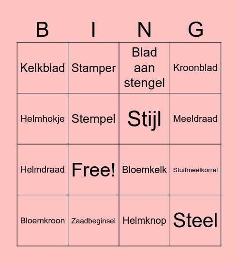 Bloemen Bingo Card
