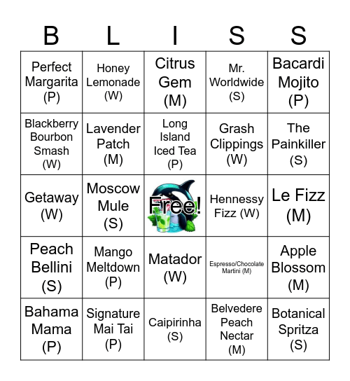 Bliss' Bevie Blackout Bingo Card