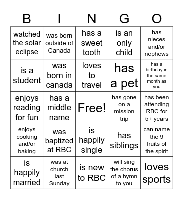 Find someone who.... Bingo Card