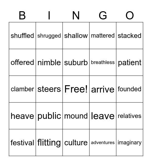 2nd Mod 10-2 and 3 Bingo Card