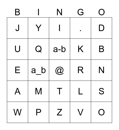 Spanish Letter Bingo Card