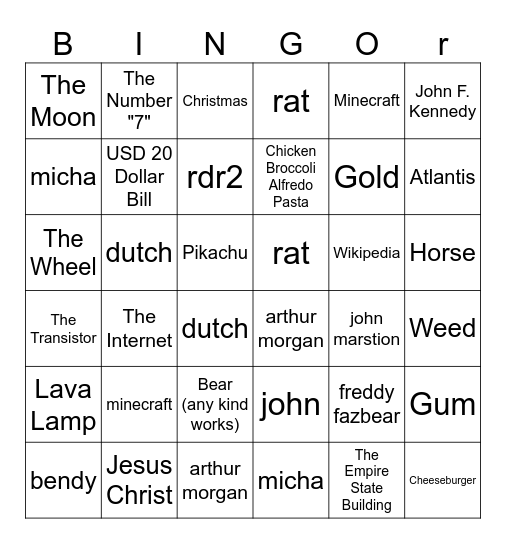 Infinite Craft Bingo Card