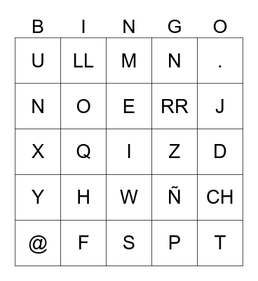 Spanish Bingo Card