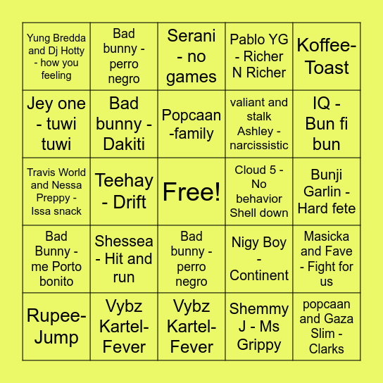 Island Vibe Bingo Card