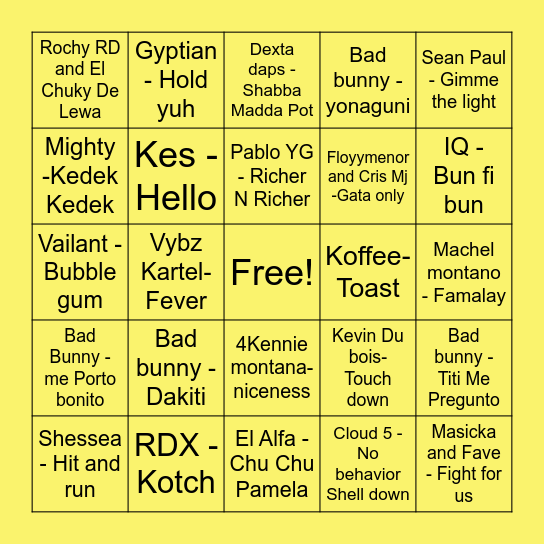 Island Vibe Bingo Card