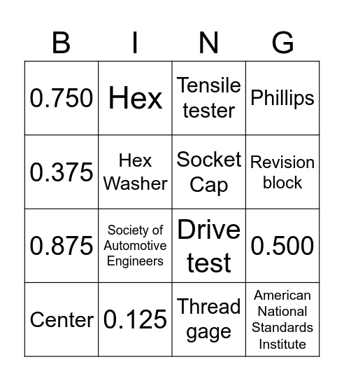 Quality BING Bingo Card