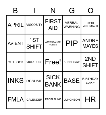 AVIENT ACTIVITY BINGO Card