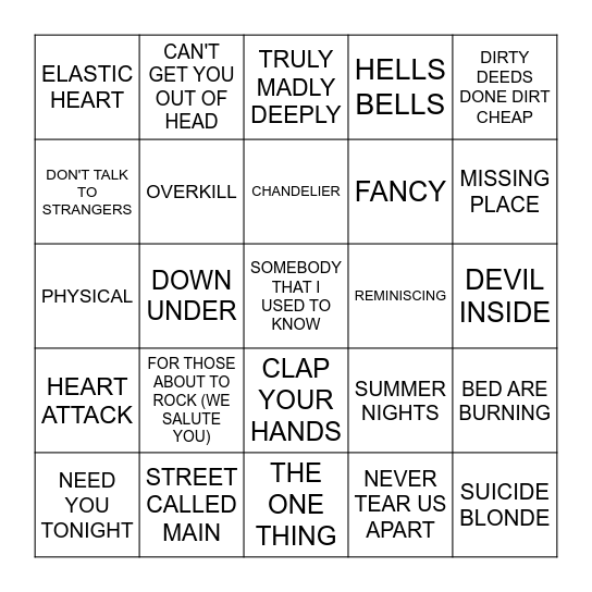 AUSTRALIA Bingo Card