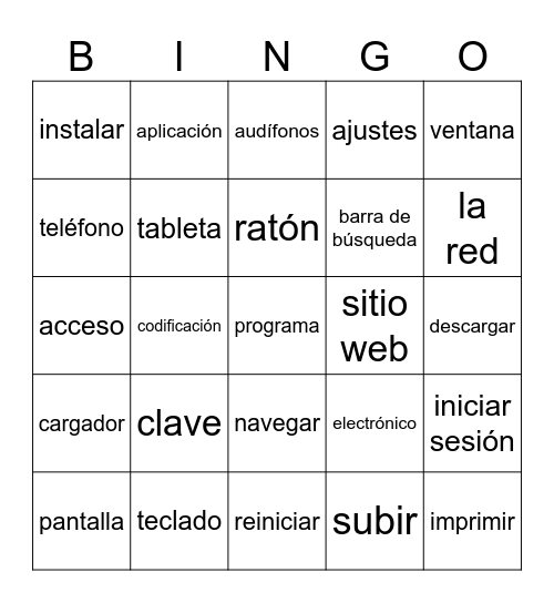 Technology Bingo Card