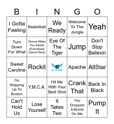 Stadium Songs Bingo Card