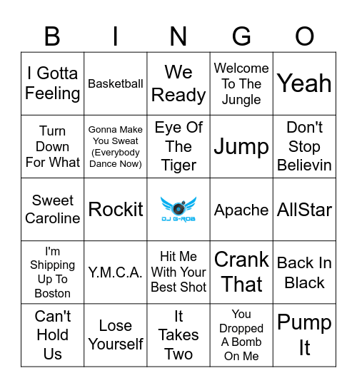 Stadium Songs Bingo Card