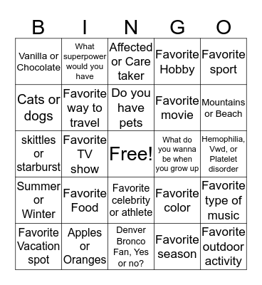 2016 Family Camp  Bingo Card