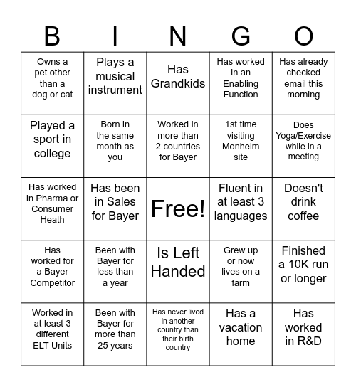 SI Find Someone Who... Bingo Card