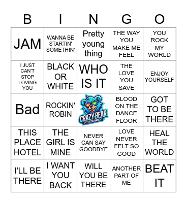 MICHAEL JACKSON Bingo Card