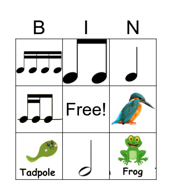 Animal Rhythms! Bingo Card