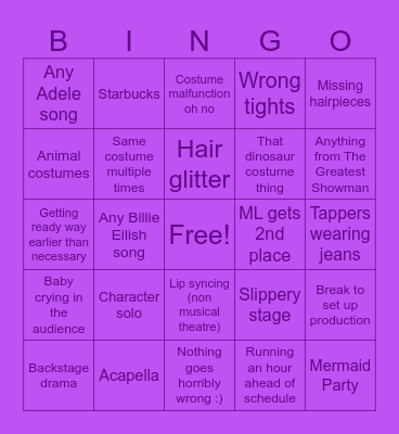 Competition Bingo Card