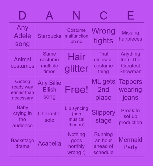 Competition Bingo Card