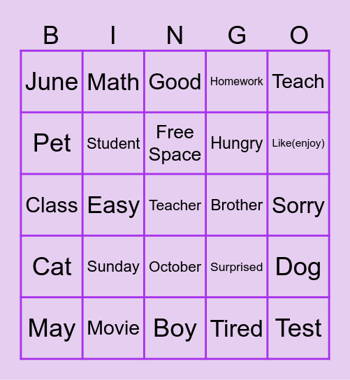 CYO Bingo Card