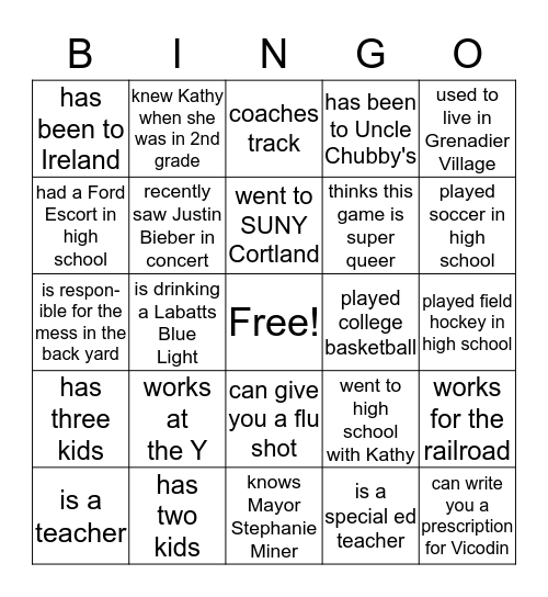 Find Someone Who... Bingo Card