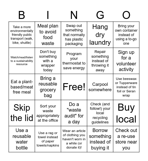 Earth Day Bingo! Bingo Card