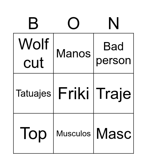 Bingo Alexa type Bingo Card