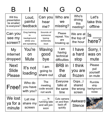 Phrases Heard In Virtual Meetings Bingo Card