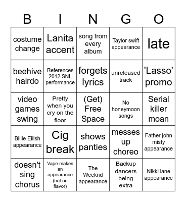 Lanachella 2024 Bingo Card