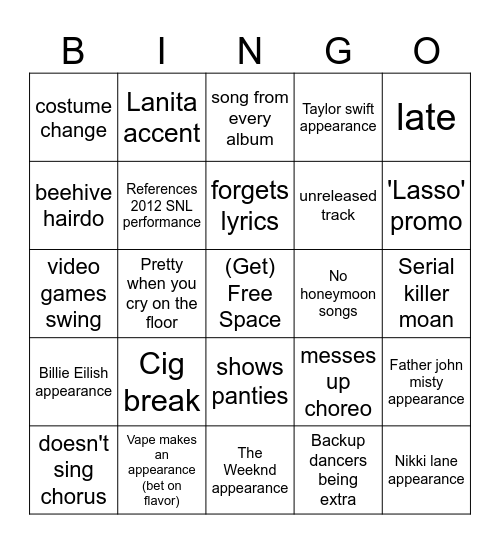 Lanachella 2024 Bingo Card