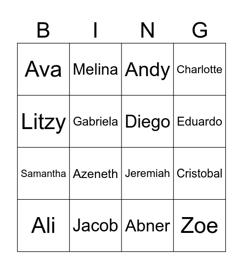 Fun Friday #1 Bingo Card
