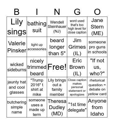 NEA RA  Bingo Card