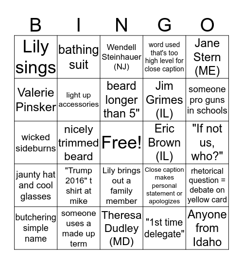 NEA RA  Bingo Card