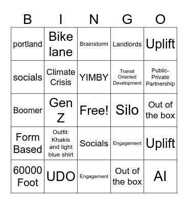 Conference Bingo for Jaded Planner Types Bingo Card