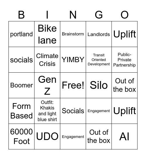 Conference Bingo for Jaded Planner Types Bingo Card