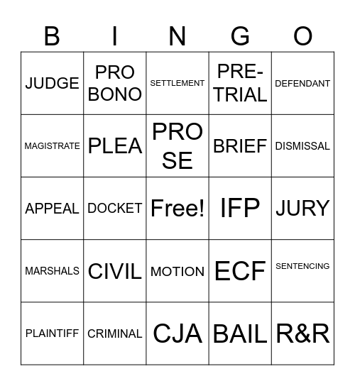 COURTHOUSE BINGO Card