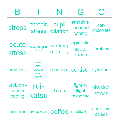 Be Stress Free Bingo Card