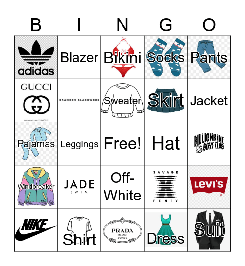 Fashion Brands + Pieces Bingo Card